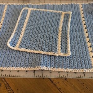 Blue and White Crochet Set